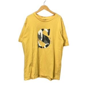 OLD プリント カットソー クルーネック Tシャツ 半袖 USA製 イエロー L GY06