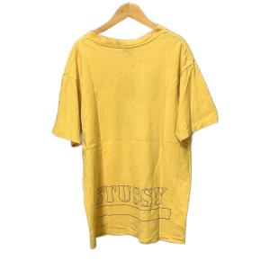 STUSSY OLD プリント カットソー クルーネック Tシャツ 半袖 USA製 イエロー L GY06