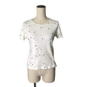 鳥プリント Tシャツ カットソー 半袖 ホワイト GY06