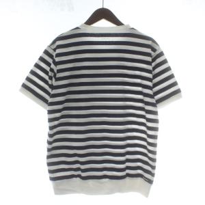 F.C.Real Bristol PILE CREW NECK TEE Tシャツ カットソー 半袖 クルーネック ボーダー柄 ロゴ 紺 ネイビー