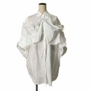 CAMICIA RUFFLE PANEL フリル 半袖 シャツ 36 ホワイト S32CU0126