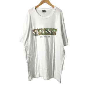 プリントTシャツ カットソー クルーネック 半袖 L ホワイト