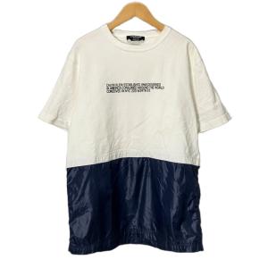 切替Tシャツ カットソー クルーネック 半袖 S ホワイト