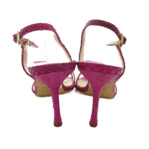 JIMMY CHOO ストラップサンダル ハイヒール 37 1/2 ピンク パイソン柄 /IB