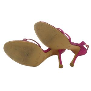JIMMY CHOO ストラップサンダル ハイヒール 37 1/2 ピンク パイソン柄 /IB