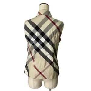 BURBERRY LONDON ノバチェック ノースリーブシャツ ブラウス ロゴ刺繍 FEA14-089 40 ベージュ JAA
