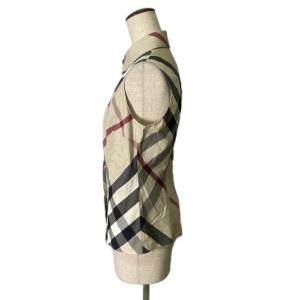 BURBERRY LONDON ノバチェック ノースリーブシャツ ブラウス ロゴ刺繍 FEA14-089 40 ベージュ JAA