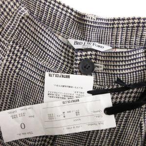 BED J.W. FORD タグ付き ツータック ショートパンツ ショーツ カットオフ サイドライン 千鳥柄 チェック ネイビー 0