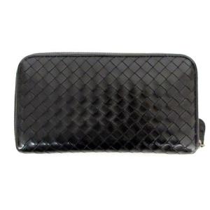 BOTTEGA VENETA 長財布 イントレチャート ラウンドファスナー B040189100 多収納 レザー 黒 ブラック