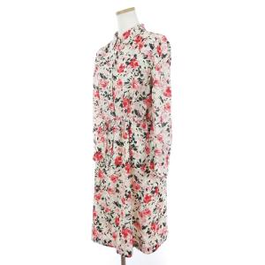 Leilian シャツ ワンピース ひざ丈 長袖 花柄 アイボリー ピンク系 9