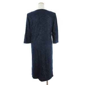 Leilian ワンピース ひざ丈 七分袖 チェーン付き 紺 ネイビー 11