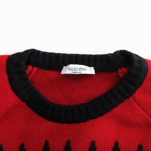 VALENTINO 国内正規 求心柄 ニット セーター 長袖 クルーネック アーガイル アイボリー レッド ブラック L