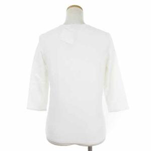 LANVIN COLLECTION タグ付き ニット カットソー 七分袖 スパンコール リボン オフホワイト系 40 L相当