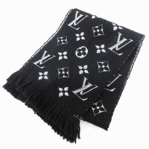 LOUIS VUITTON LV エシャルプ ロゴマニアシャイン マフラー M75833 ブラック シルバー系