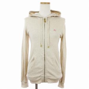 ジップアップ パーカー 薄手 ワンポイント 刺繍 コットン ベージュ系 38 M位