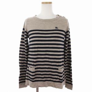 長袖 ニット セーター カットソー ボーダー 国内正規 ウール ネイビー ベージュ系 38 M位