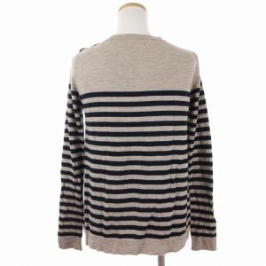 BURBERRY BLUE LABEL 長袖 ニット セーター カットソー ボーダー 国内正規 ウール ネイビー ベージュ系 38 M位