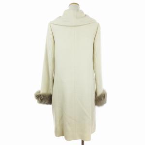 Leilian TRABALDO TOGNA ショールカラー コート ウール カシミヤ混 ファー アイボリー系 11 L相当