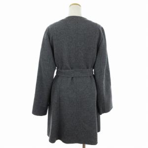 Leilian ノーカラーコート ロング ウール 無地 グレー系 11 L相当