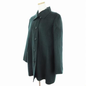 Leilian シングル ステンカラー ジャケット コート アンゴラ混 緑 グリーン 11 L相当