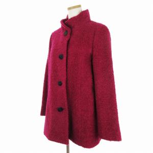 Leilian スタンドカラー ジャケット コート ループニット アルパカ混 ピンク系 9 M相当