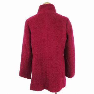 Leilian スタンドカラー ジャケット コート ループニット アルパカ混 ピンク系 9 M相当