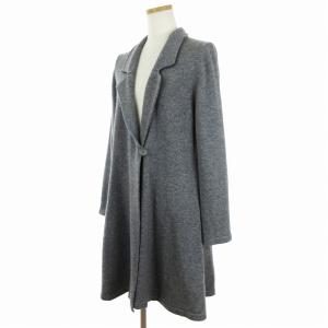 Leilian ロング ニット カーディガン ジャケット ウール シルク混 グレー 11 L相当