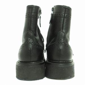 foot the coacher レースアップブーツ ブーツ ウイングチップ サイドジップ レザー 黒 ブラック 7.5