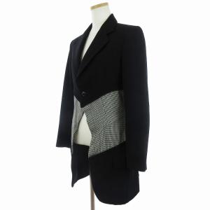 COMME des GARCONS ジャケット 異素材切替 千鳥格子 ウール AD2001 ブラック S