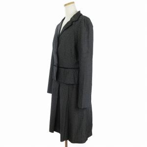 LANVIN コレクション セットアップ スーツ ジャケット スカート ひざ丈 スクエアドット ダークグレー系 40 38