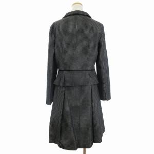 LANVIN コレクション セットアップ スーツ ジャケット スカート ひざ丈 スクエアドット ダークグレー系 40 38