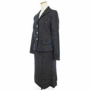 Leilian セットアップ スーツ ジャケット スカート ドット スカラップ 紺 ネイビー 9 M相当