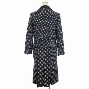 Leilian セットアップ スーツ ジャケット スカート ドット スカラップ 紺 ネイビー 9 M相当