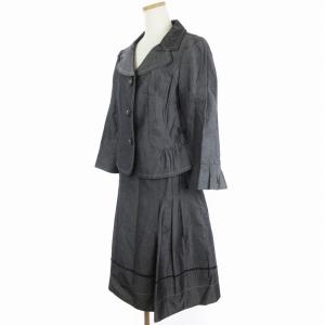 Leilian セットアップ スーツ ジャケット スカート ひざ丈 微光沢 グレー系 11 L相当