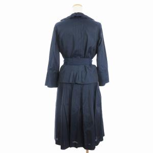 Leilian セットアップ シャツ ブラウス スカート ひざ丈 シルク混 ネイビー 11 L相当