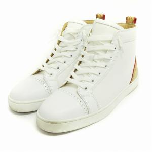 Christian Louboutin スニーカー ハイカット キャンバス レザー 白 ホワイト ベージュ 41.5