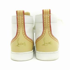 Christian Louboutin スニーカー ハイカット キャンバス レザー 白 ホワイト ベージュ 41.5