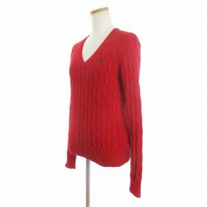 POLO RALPH LAUREN ケーブルニット セーター Vネック 長袖 国内正規 赤 レッド M
