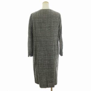 Leilian フロントタック ワンピース ひざ丈 チェック グレー系 11 L相当