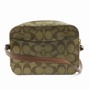 COACH 91677 ショルダーバッグ シグネチャー カメラバッグ カーキ サドル AA