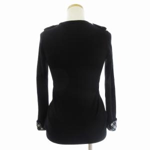 長袖 ニット セーター ノバチェック エポレット ウール 黒 ブラック 38  