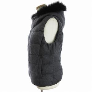 ANAYI リバーシブル ダウンベスト フード付き チェック ファー グレー系 38 M位