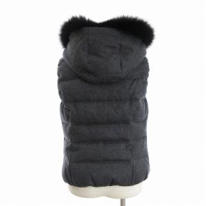 ANAYI リバーシブル ダウンベスト フード付き チェック ファー グレー系 38 M位