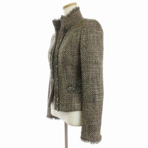 ANAYI ツイード ジャケット ウール混 スタンドカラー 茶 ブラウン系 36 S位