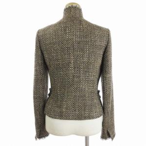 ANAYI ツイード ジャケット ウール混 スタンドカラー 茶 ブラウン系 36 S位