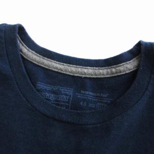 Patagonia Tシャツ 半袖 クルーネック プリント ロゴ 胸ポケット 37593 紺 ネイビー M