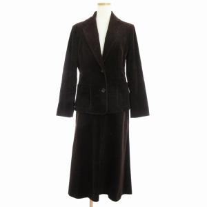 セットアップ コーデュロイ 裏ノバチェック ジャケット スカート 茶 ブラウン 40 L位