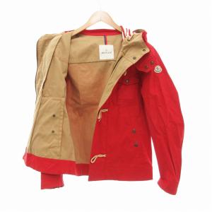 MONCLER ダッフルジャケット ブルゾン ジップアップ スタンドカラー トグルボタン フード 3 L 赤 レッド