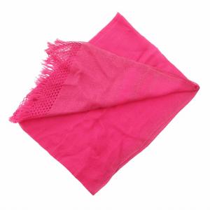 Leilian ストール マフラー フリンジ ラメ 麻 リネン混 ピンク系