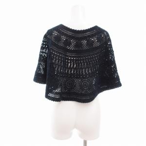 Leilian 美品 ケーププルオーバー ポンチョ レース M 紺 ネイビー